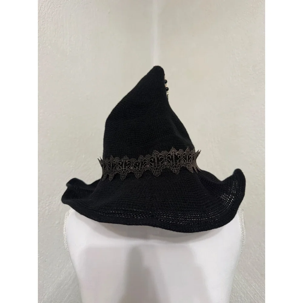 Steampunk Halloween Wizard Witch Hat Knitted Felt Wool Cap Headwear Wired Brim